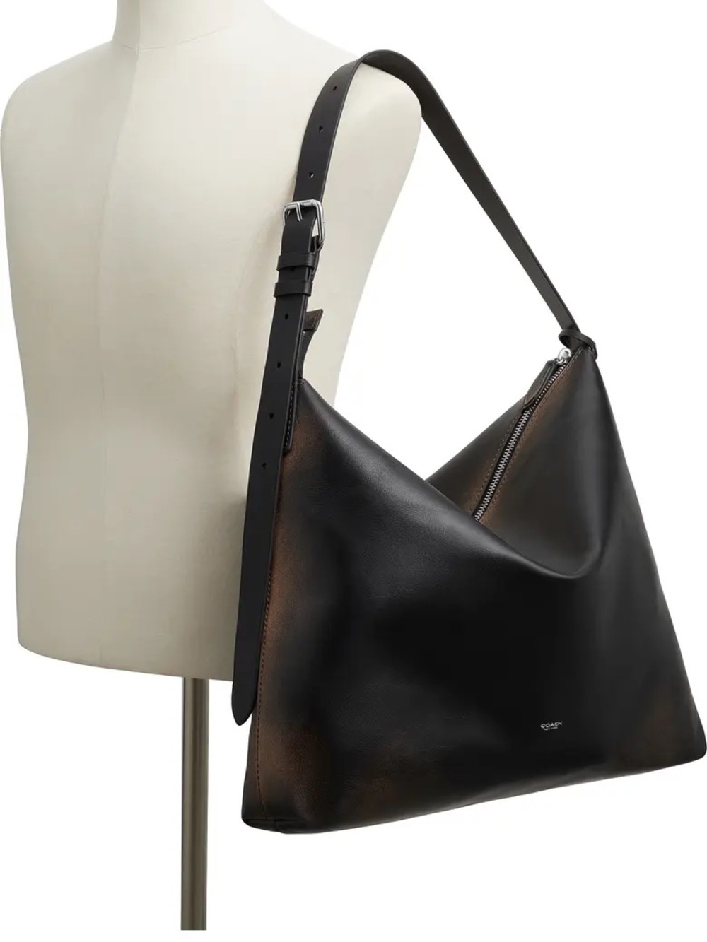 Coach Mott Messenger Bag Large Black Loved Leather CDU77